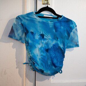 Club L London blue printed cinched crop top
